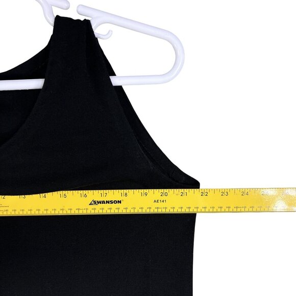 Lafayette 148 New York XL Black Sleeveless Shift Dress Lattice Hem Minimalist - Picture 10 of 14